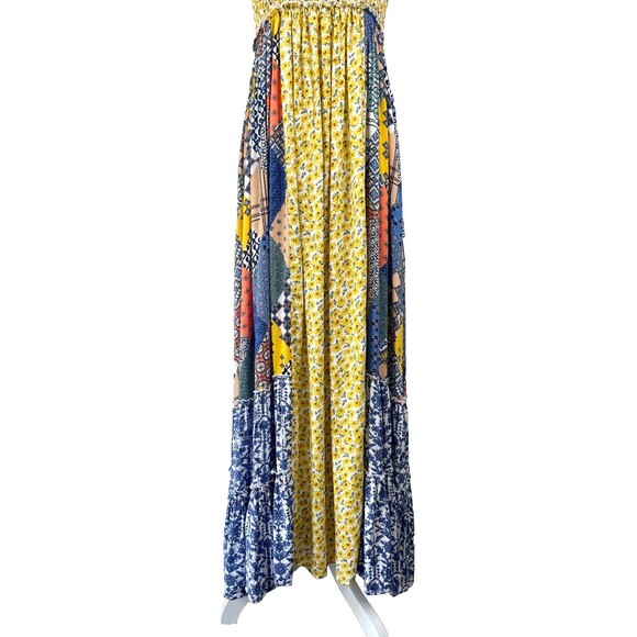 Easel Mixed Print Halter Maxi Dress Sz M Floral Patchwork Boho Hippie Festival - Picture 4 of 15